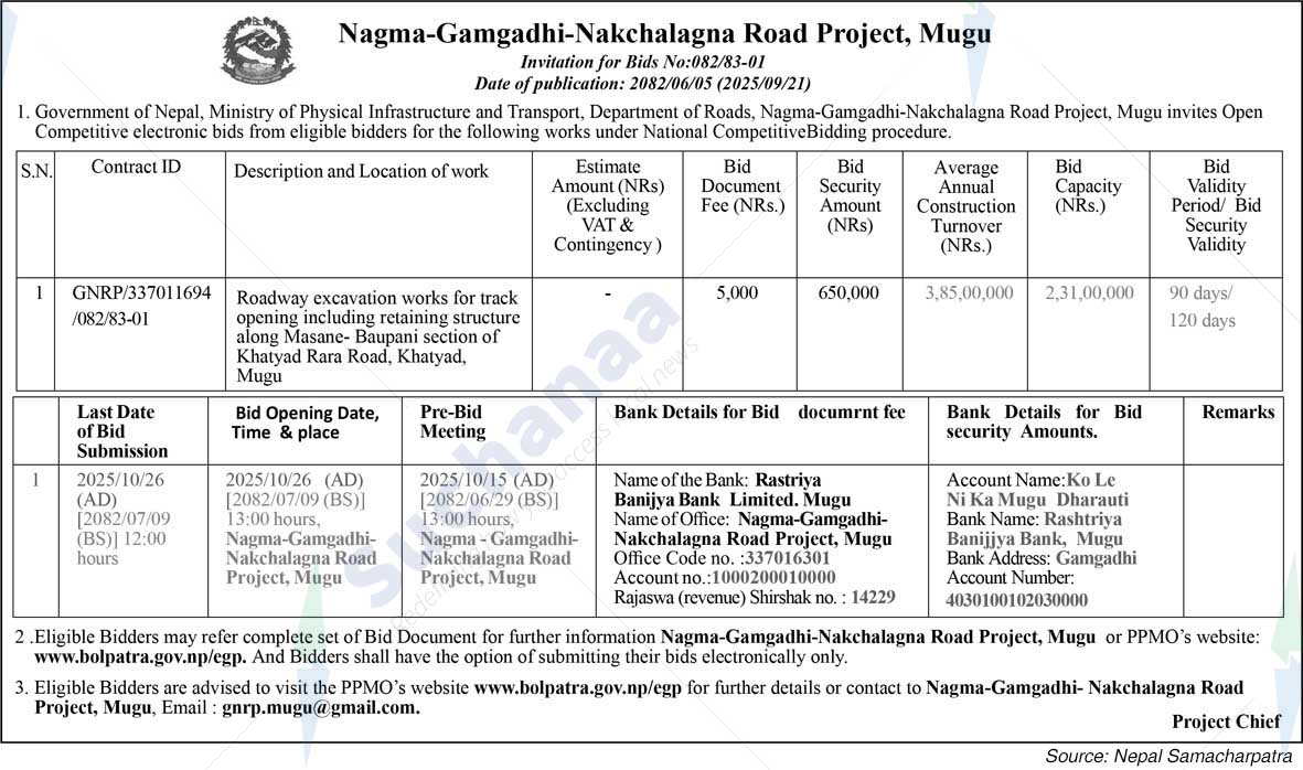 Nagma-Gamgadhi-Nakchalagna Road Project, Mugu