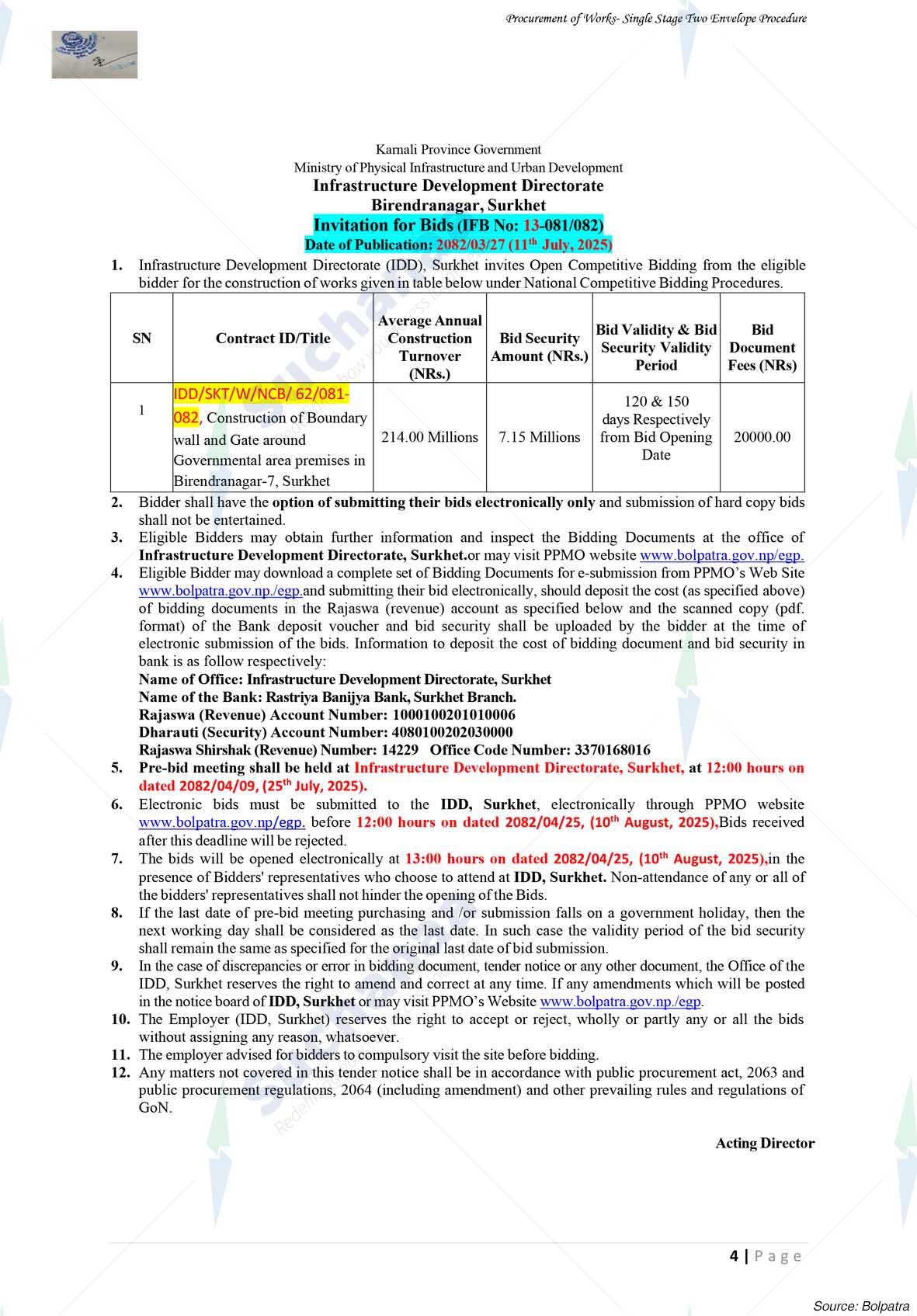 Infrastructure Development Directorate, Surkhet