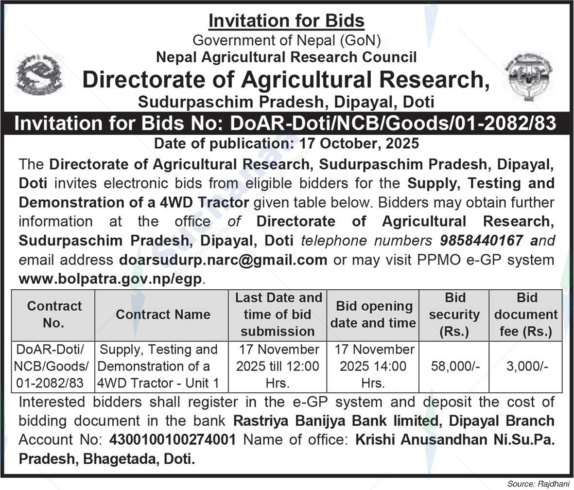 Directorate of Agricultural Research, Sudurpaschim Pradesh, Dipayal, Doti
