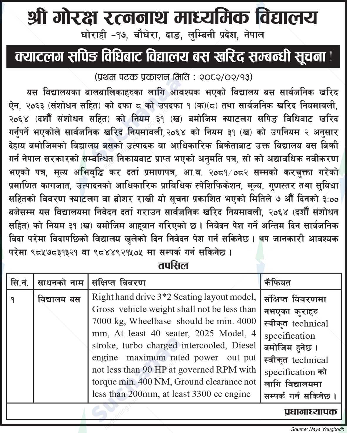 Shree Goraksh Ratnath Secondary School, Ghorahi