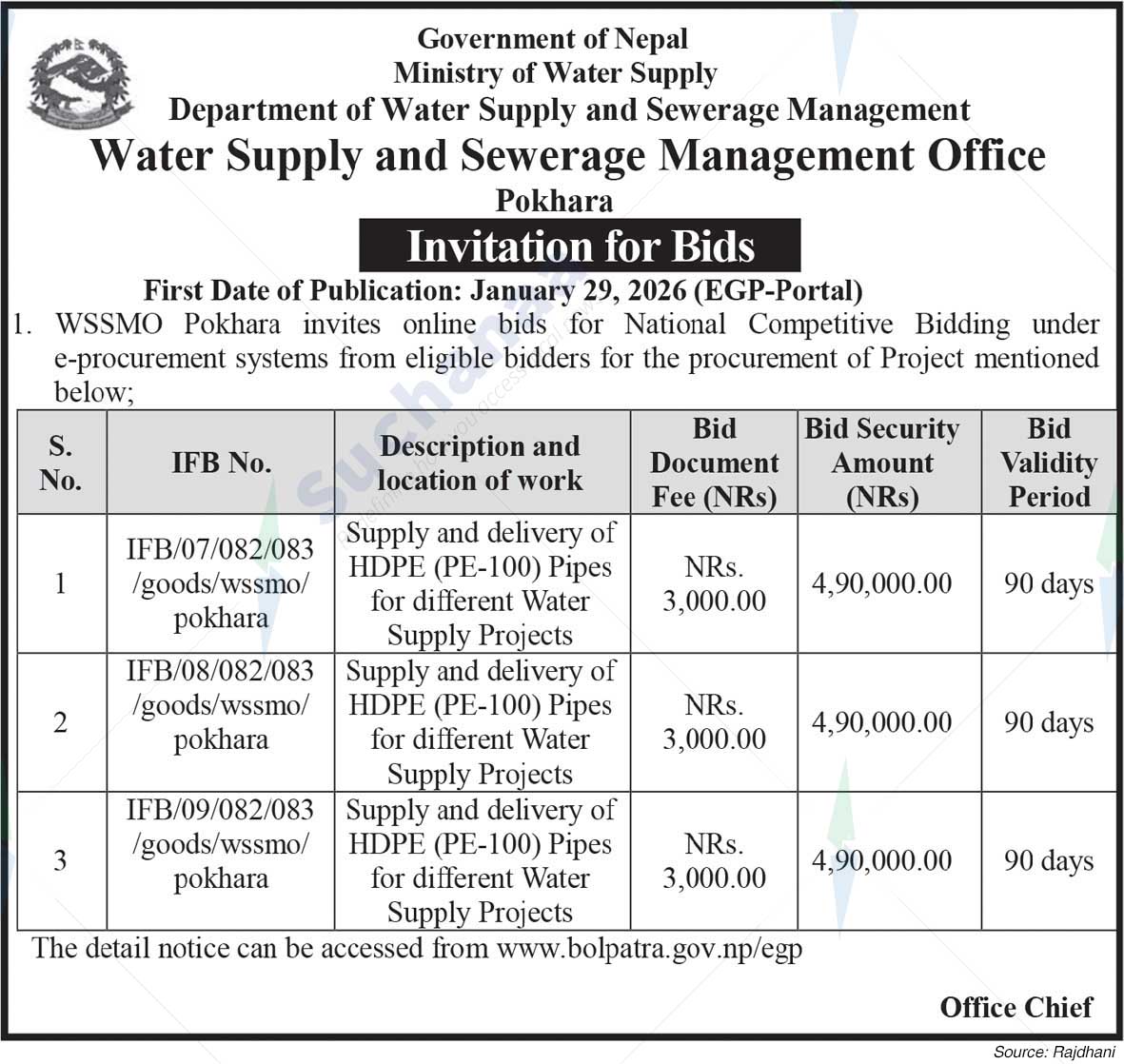 Water Supply and Sewerage Management Office Pokhara