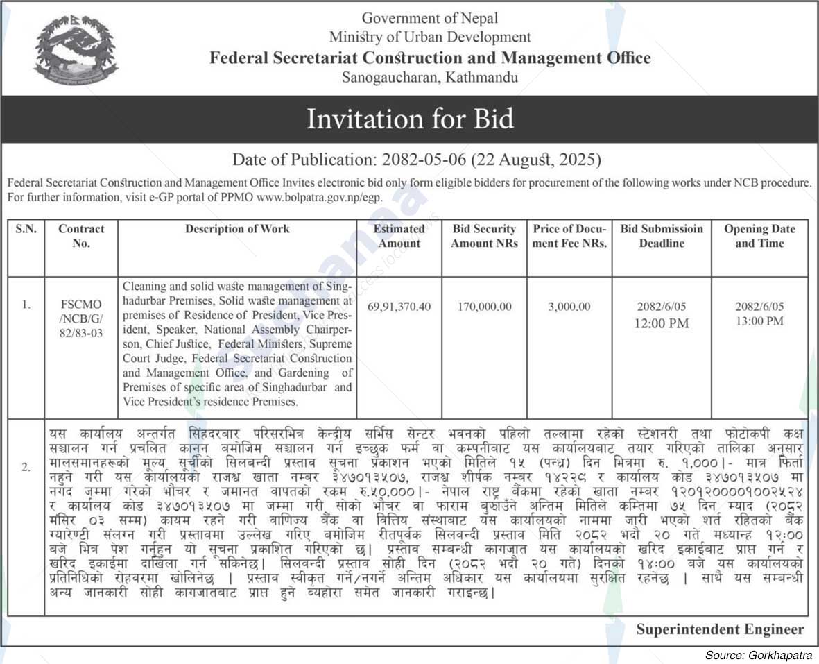 Federal Secretariat Construction and Management Office,  Kathmandu