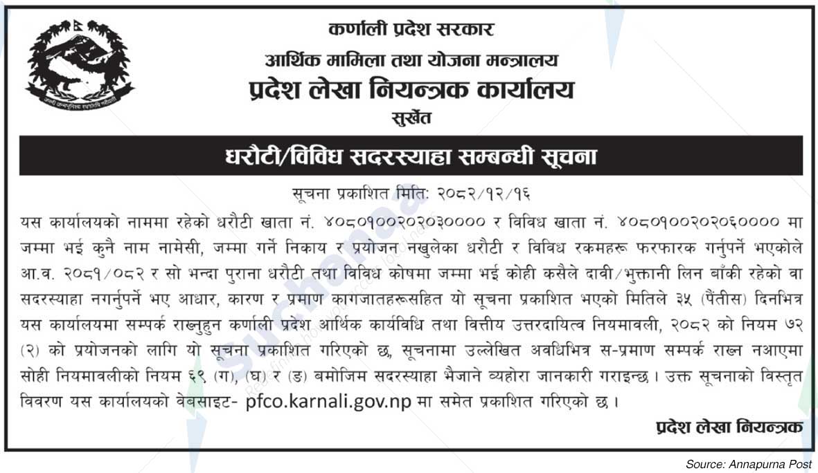 State Comptroller of Accounts Office, Surkhet