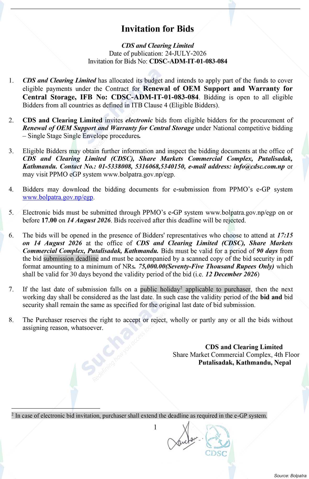 CDS and Clearing Limited (CDSC)
