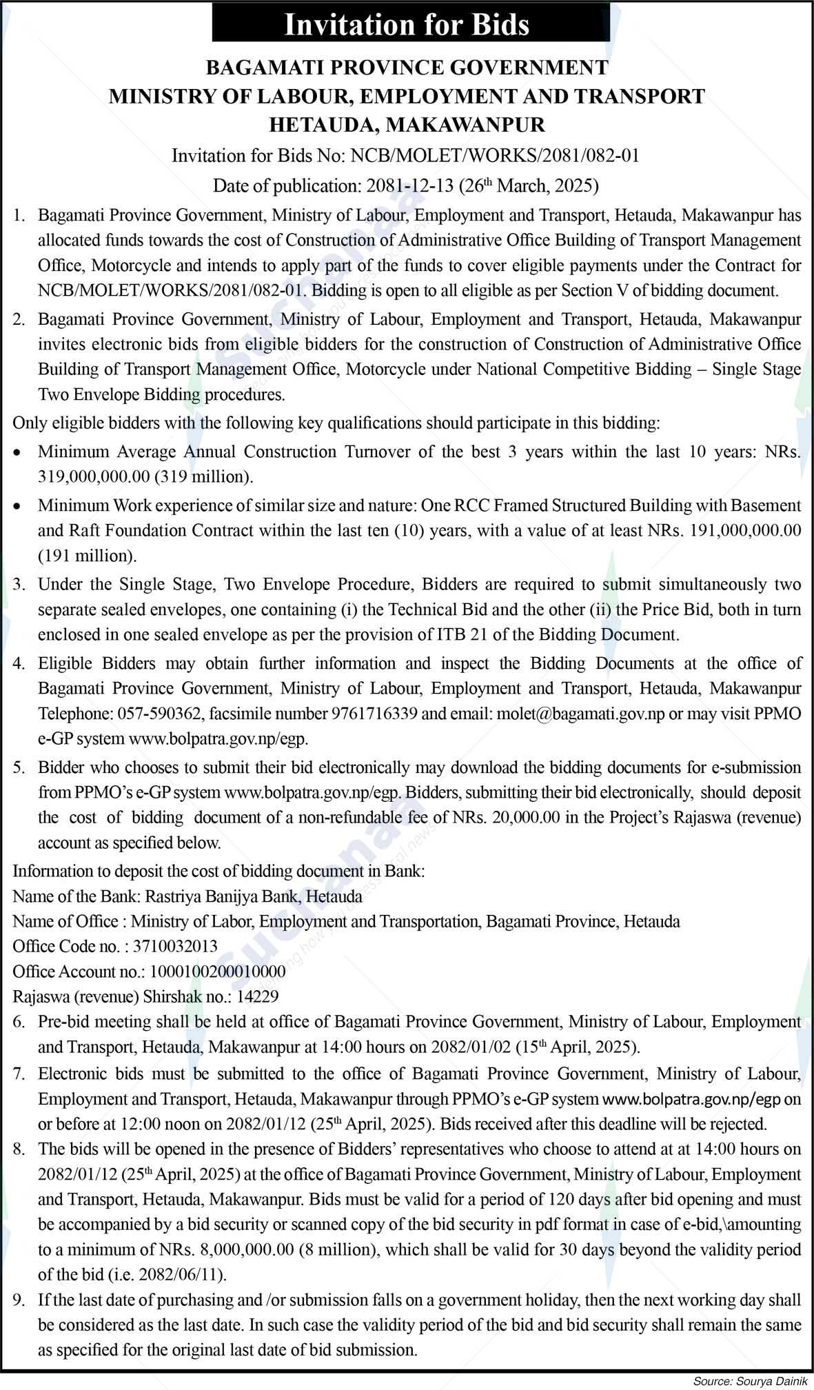 Ministry of Labour, Employment and Transport