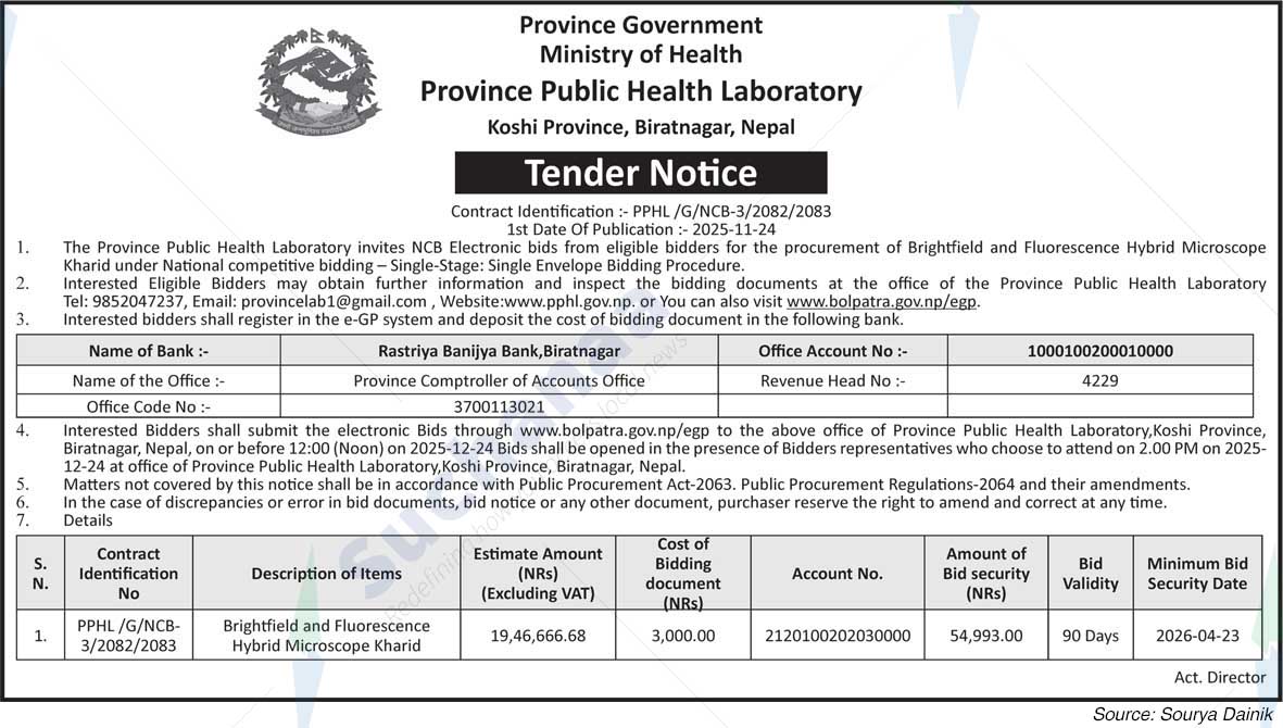 Province Public Health Laboratory, Koshi Province, Biratnagar