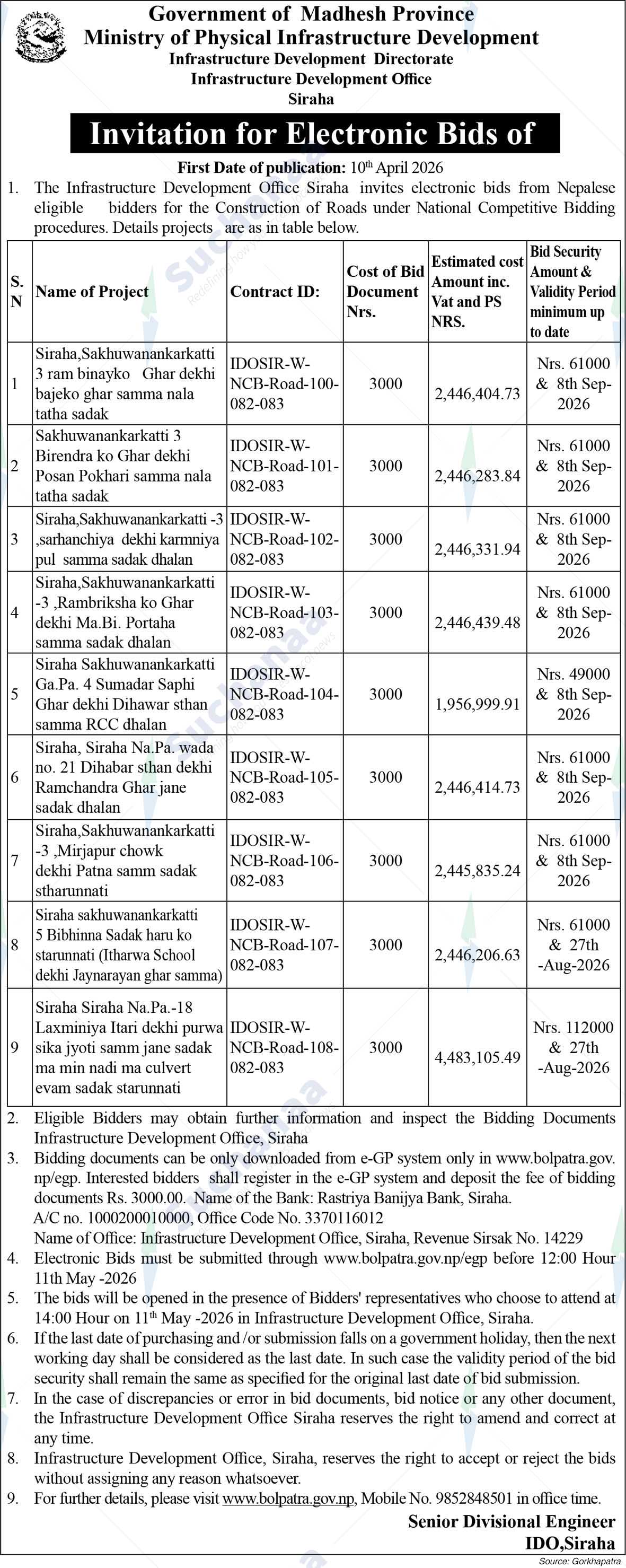 Infrastructure Development Office, Siraha