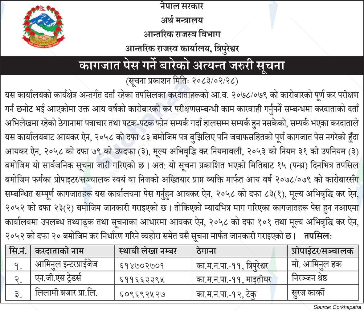 Inland Revenue Office, Tripureshwor