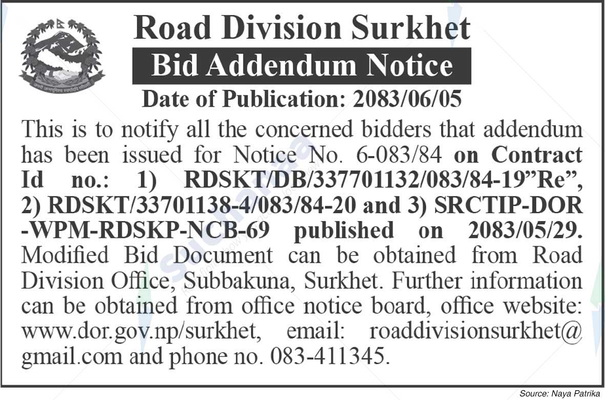 Road Division, Surkhet