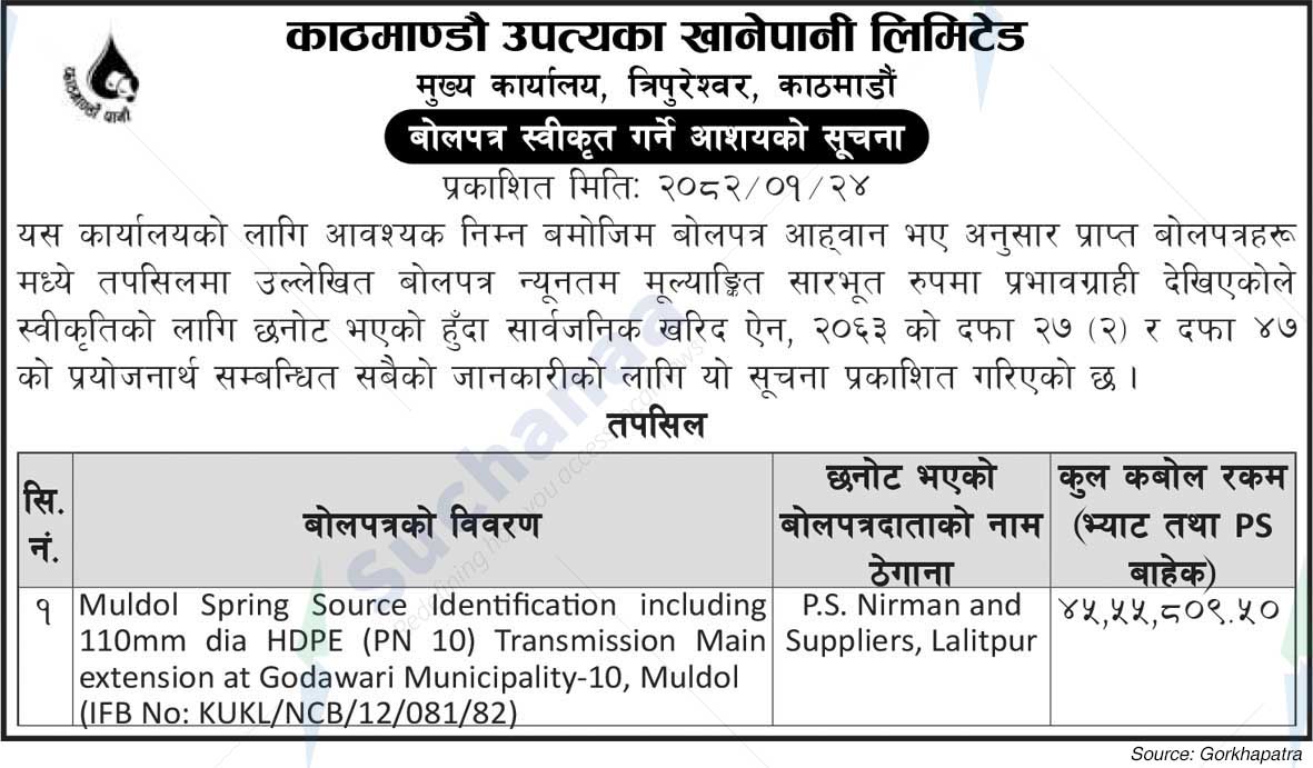 Kathmandu Valley Water Supply Limiteda