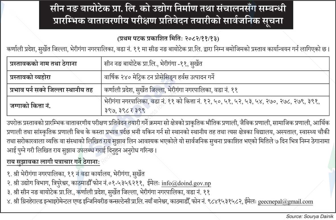 Seen Nong Biotech Pvt. Ltd., Surkhet