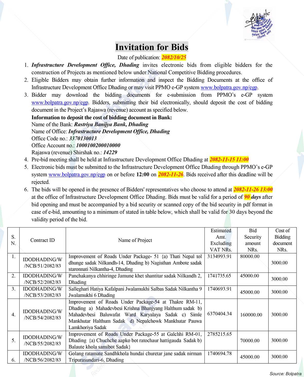 Infrastructure Development Office, Dhading