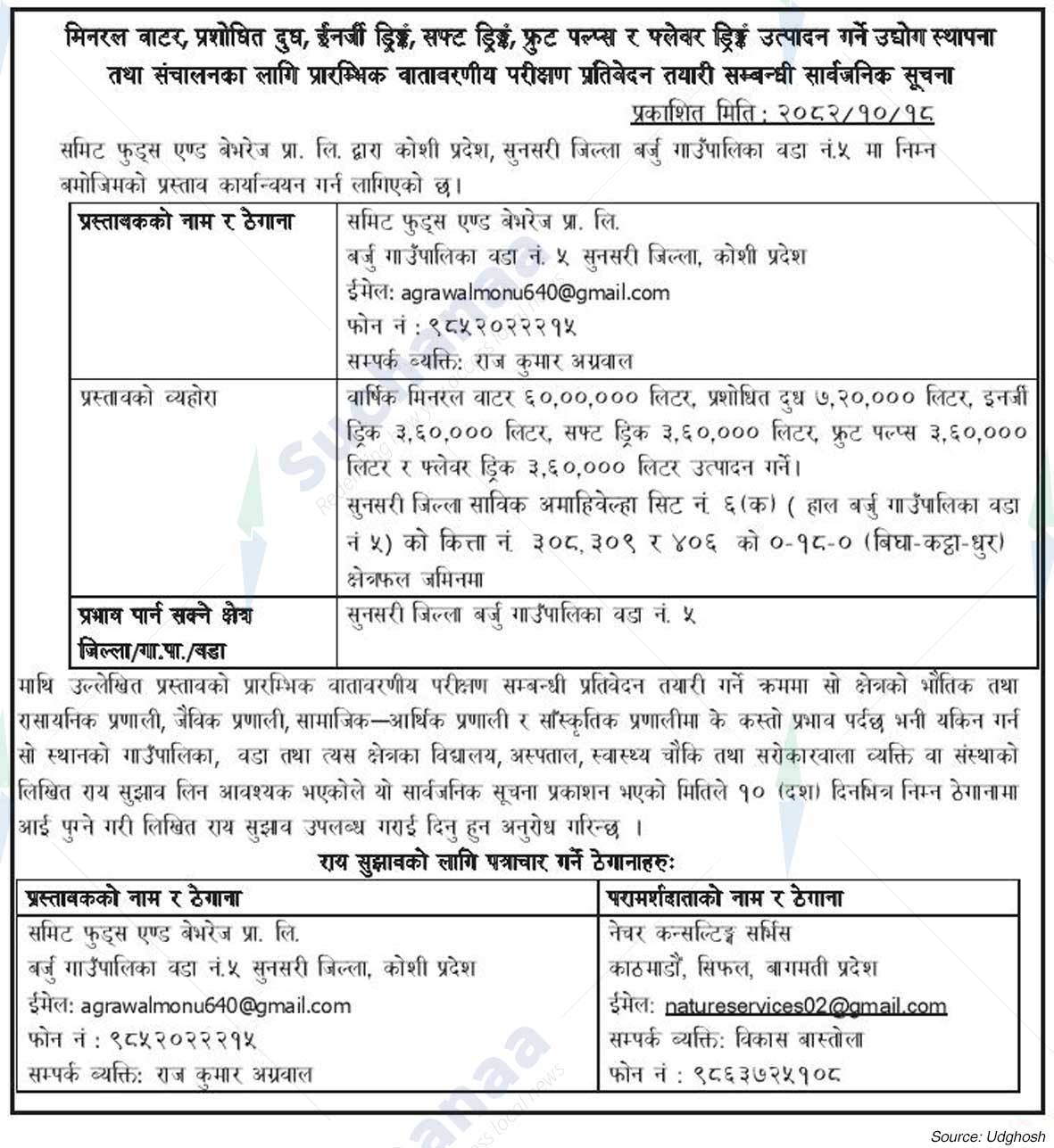 Summit Foods and Beverages Pvt. Ltd., Sunsari