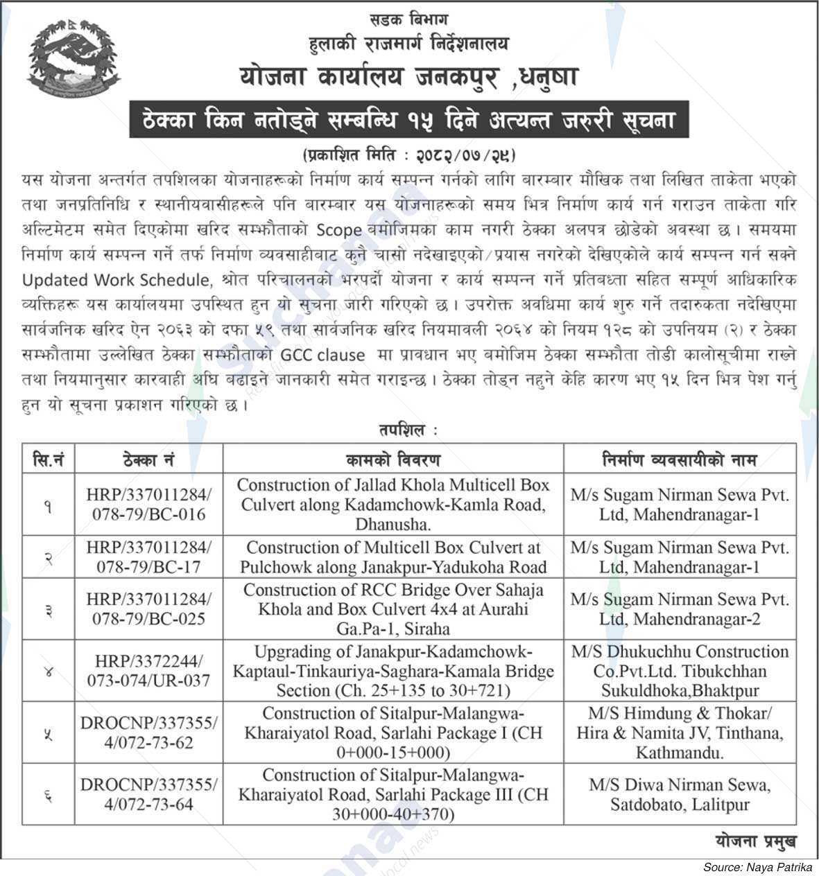 Directorate Planning Office Janakpur, Dhanusha