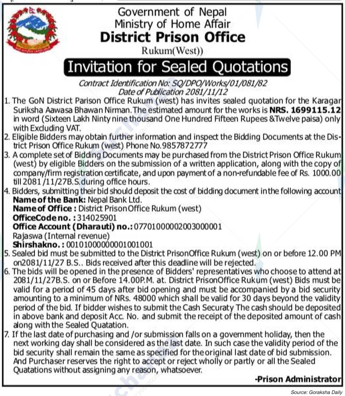 District Prison Office