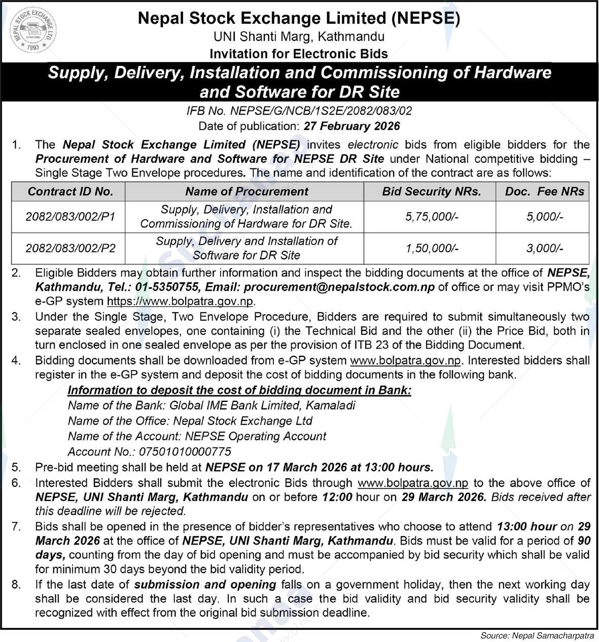 Nepal Stock Exchange Limited (NEPSE)