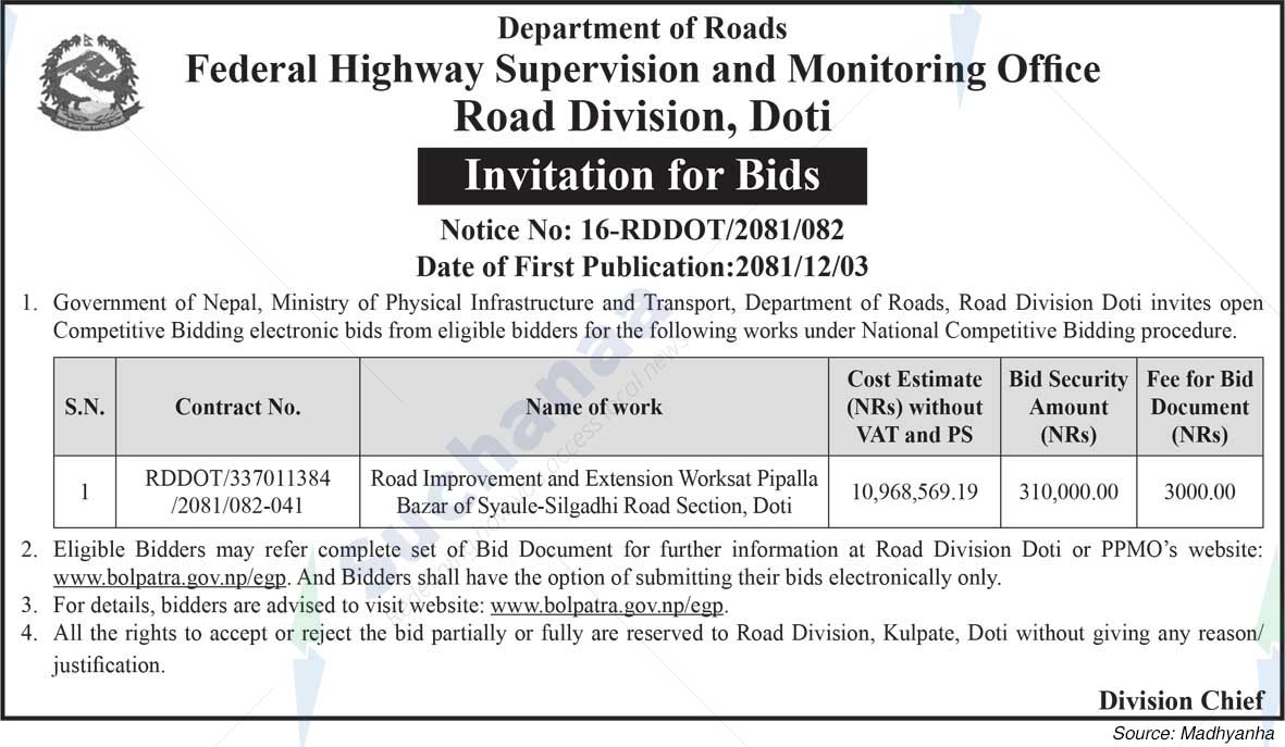 Road Division, Doti