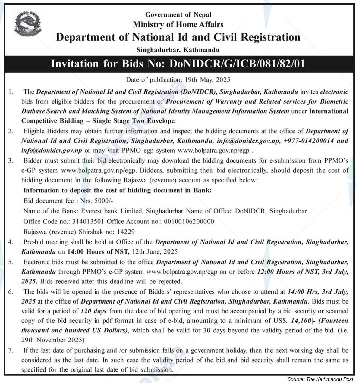 Department of National Id and Civil Registration, Singhadurbar