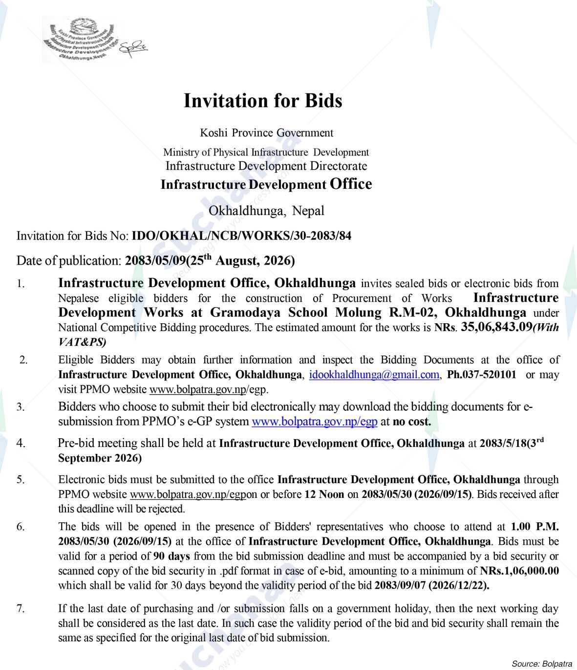 Infrastructure Development Office (IDO), Okhaldhunga