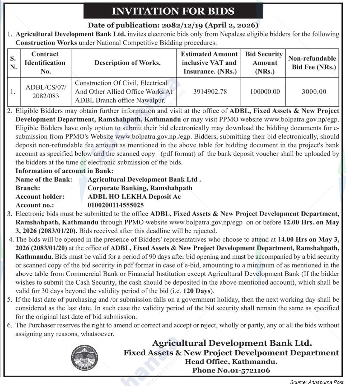 Agricultural Development Bank Limited