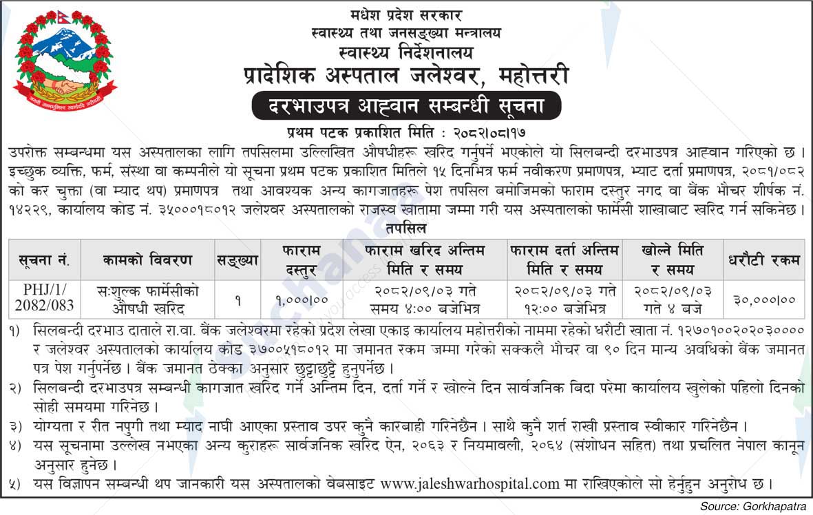 Provincial Hospital, Jaleshwor, Mahottari