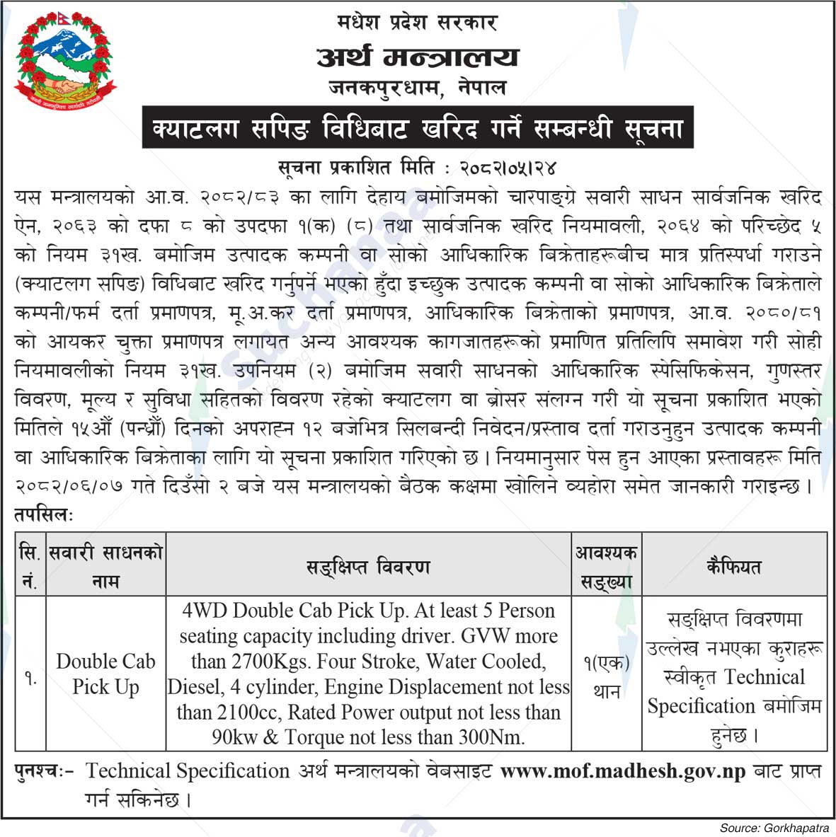Ministry of Finance, Madhesh