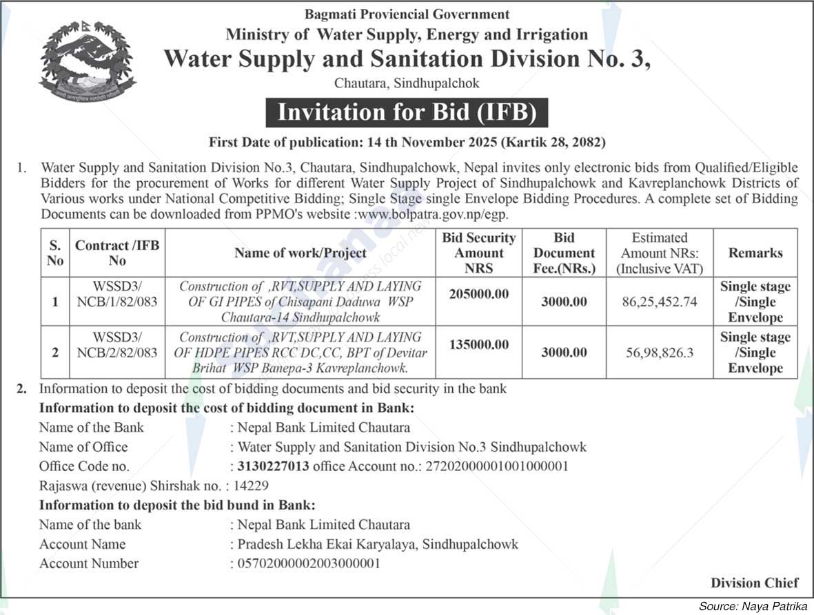 Water Supply and Sanitation Division No. 3, Sindhupalchok
