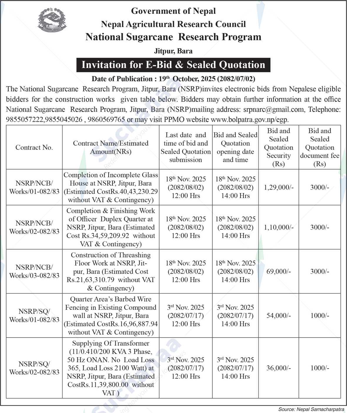 National Sugarcane Research Program, Jitpur, Bara