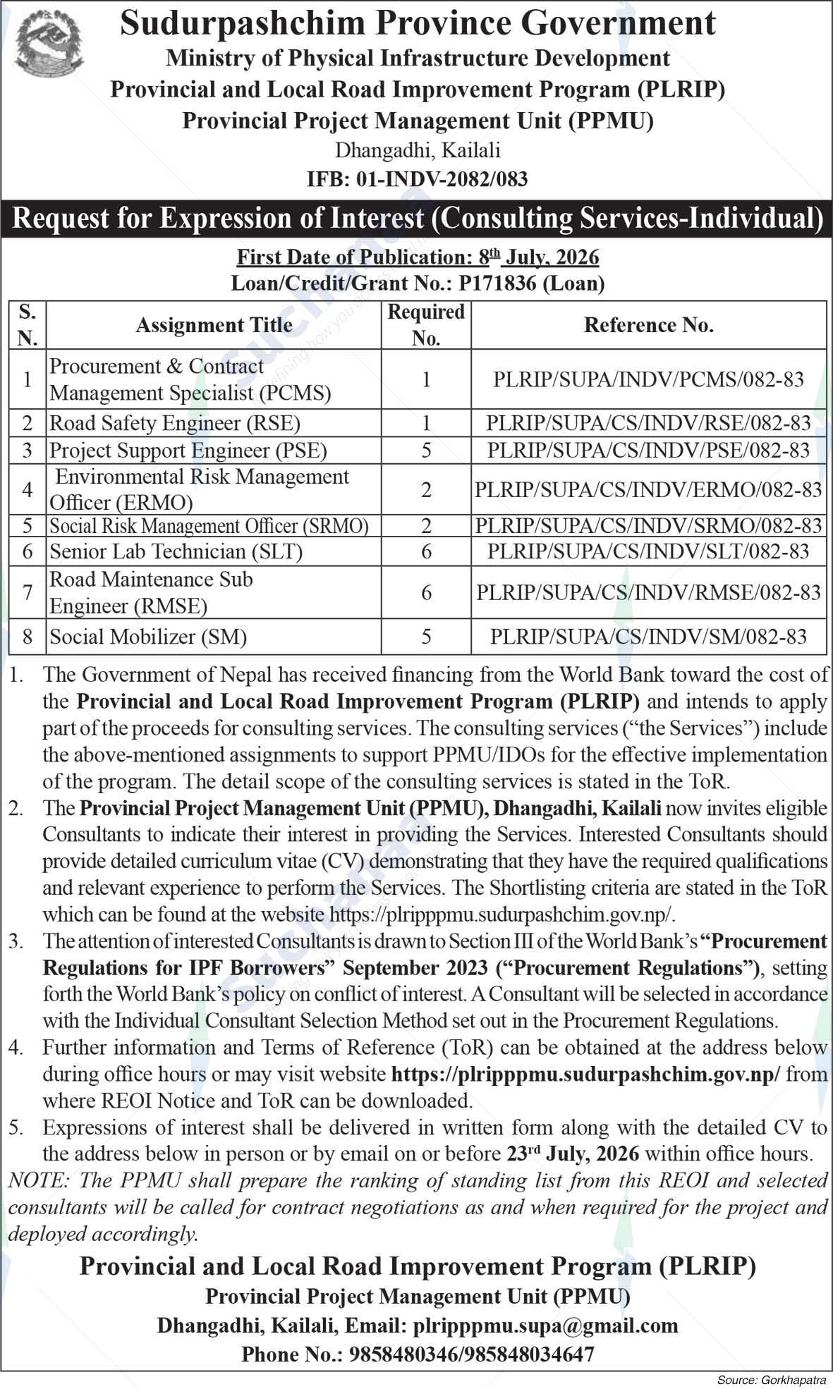Provincial Project Management Unit (PPMU), Kailali