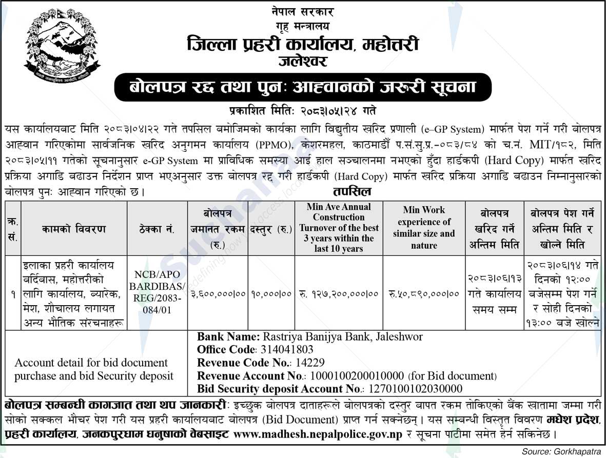 District Police Office, Mahottari