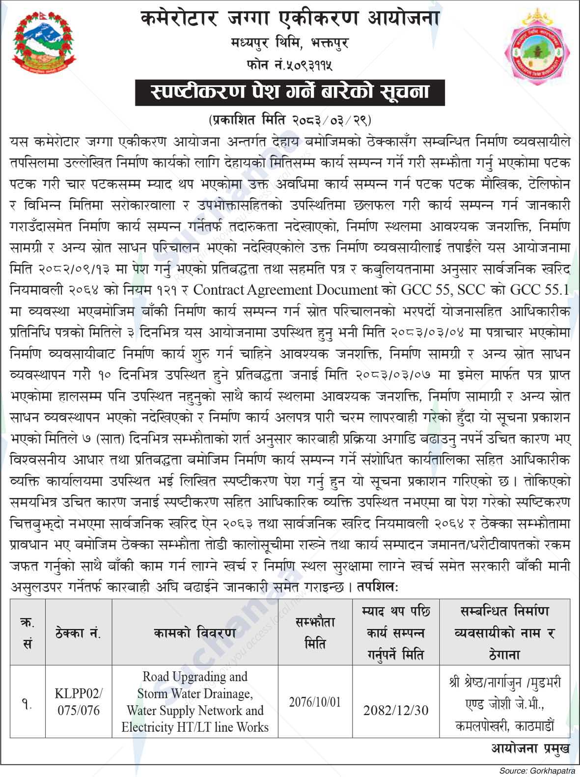Kamerotar Land Polling Project, Bhaktapur