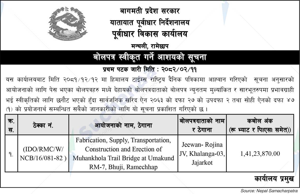 Infrastructure Development Office, Manthali,