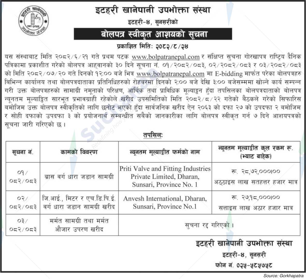 Itahari Water Consumer Organization, Itahari-4, Sunsari