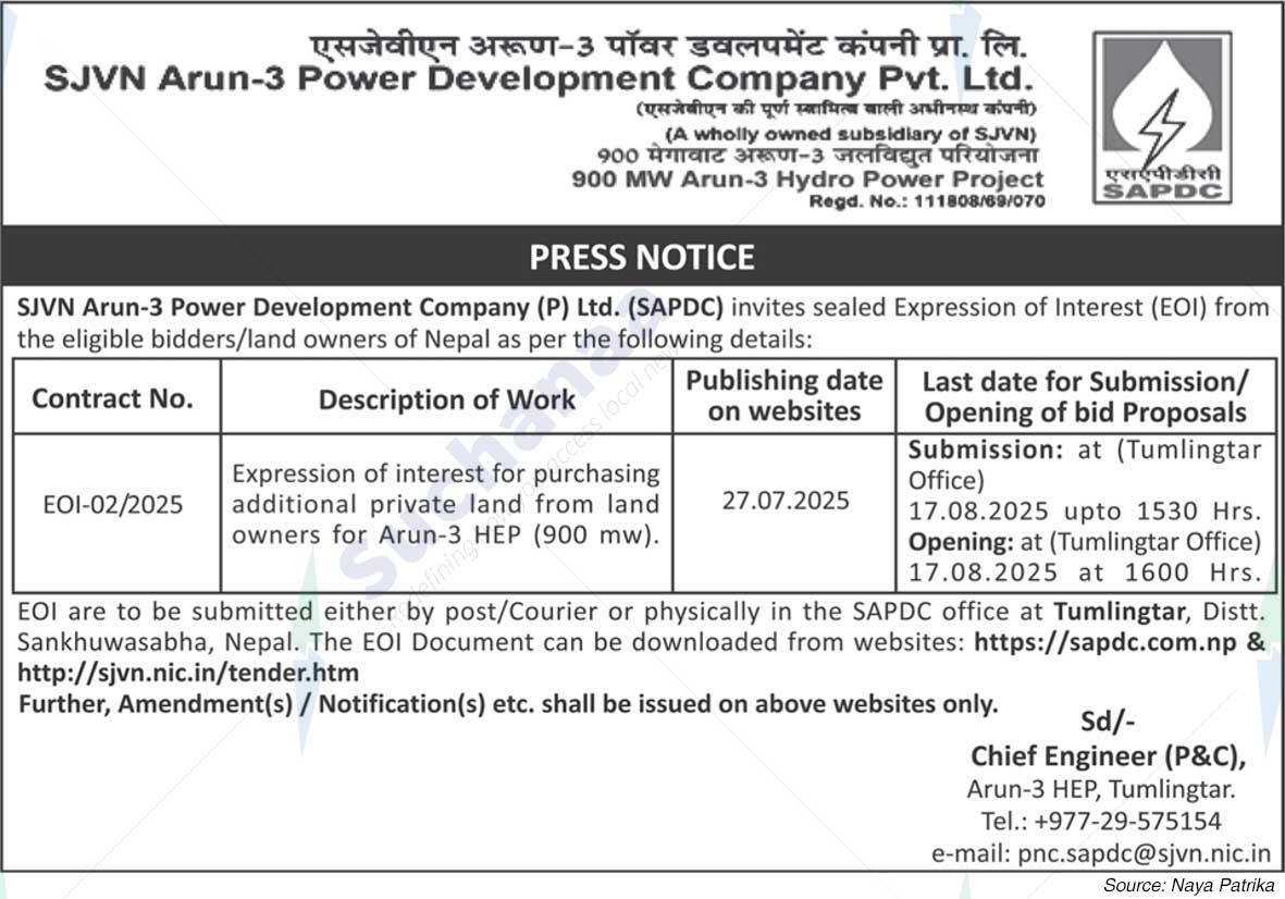 SJVN Arun-3 Power Development Company Pvt. Ltd.
