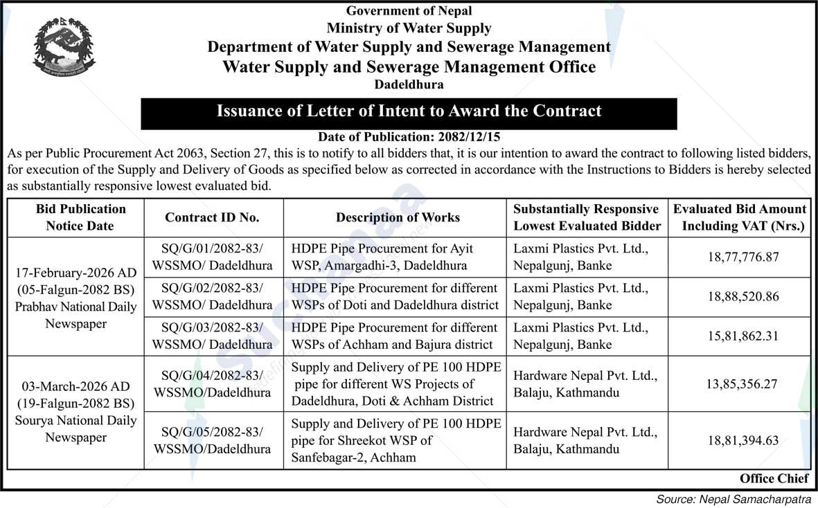 Water Supply and Sewerage Management Office, Dadeldhura