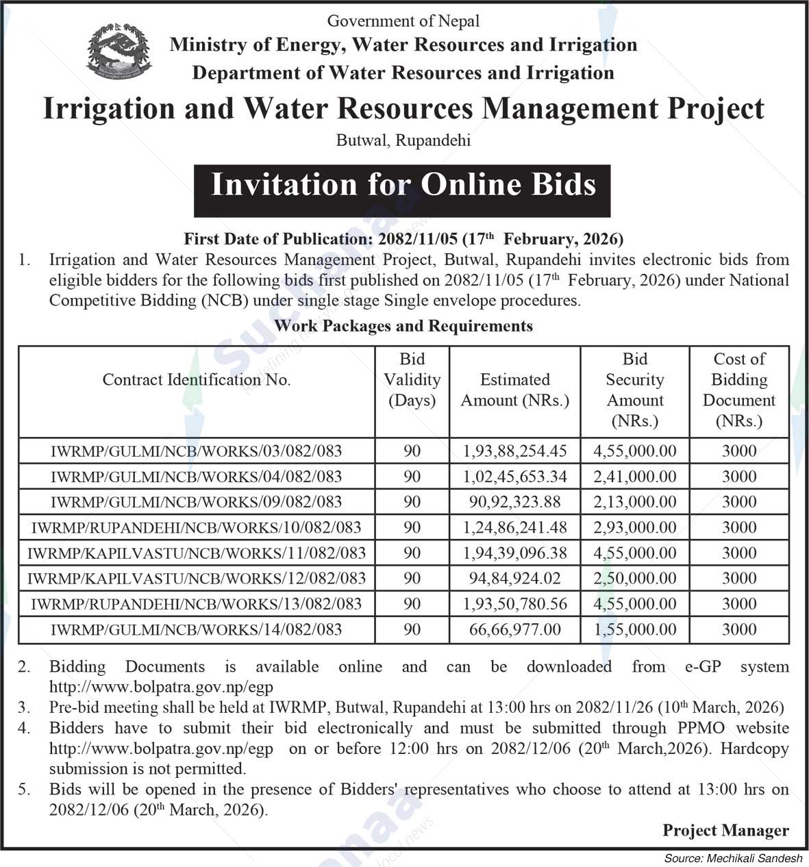 Irrigation and Water Resources Management Project, Rupandehi