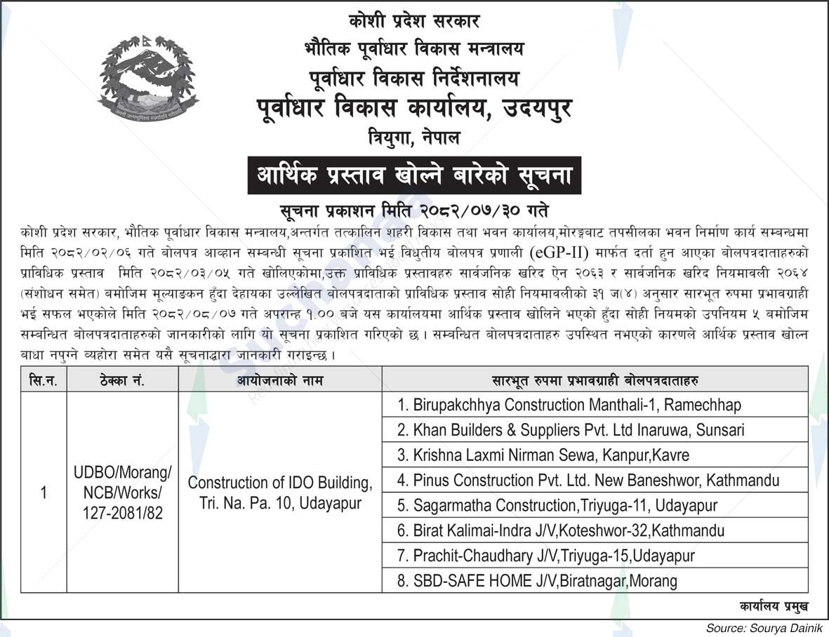 Infrastructure Development Office, Udayapur