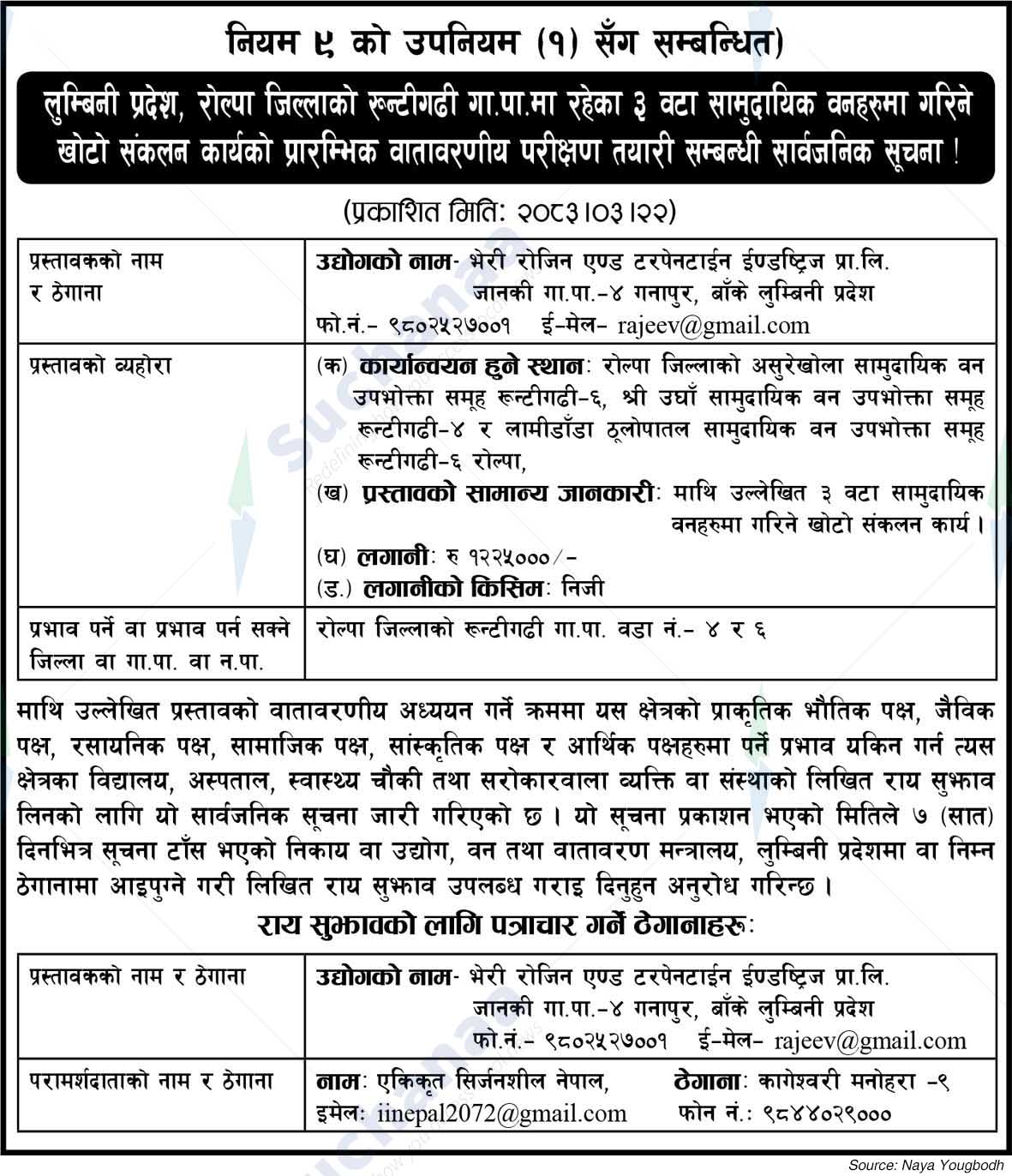 Bheri Rosin and Turpentine Industries Pvt. Ltd., Banke