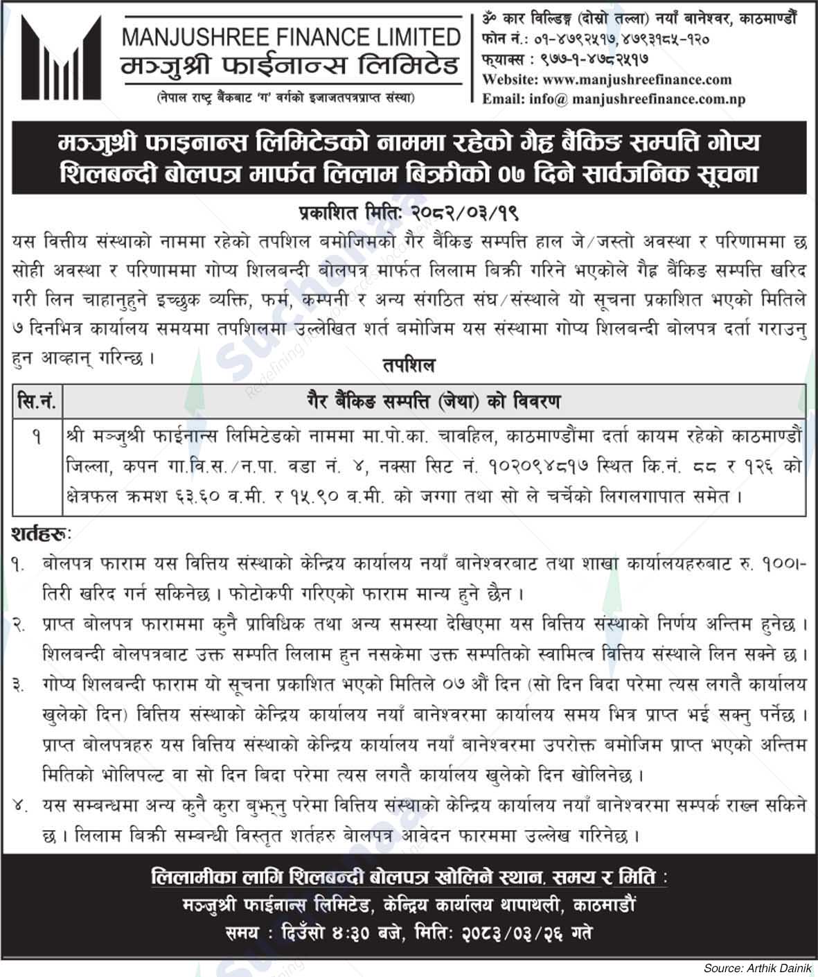 Manjushree Finance Limited