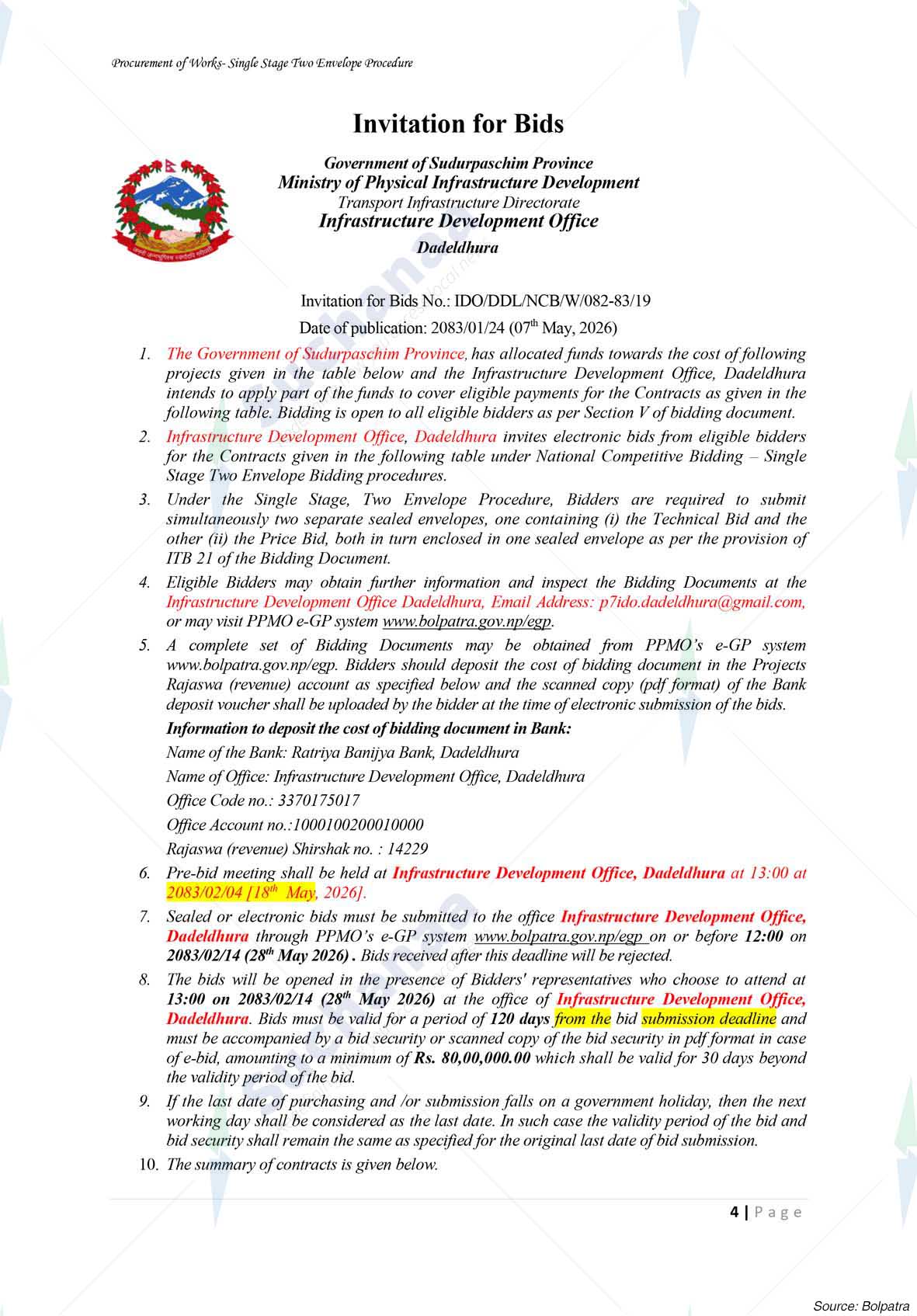 Infrastructure Development Office, Dadeldhura