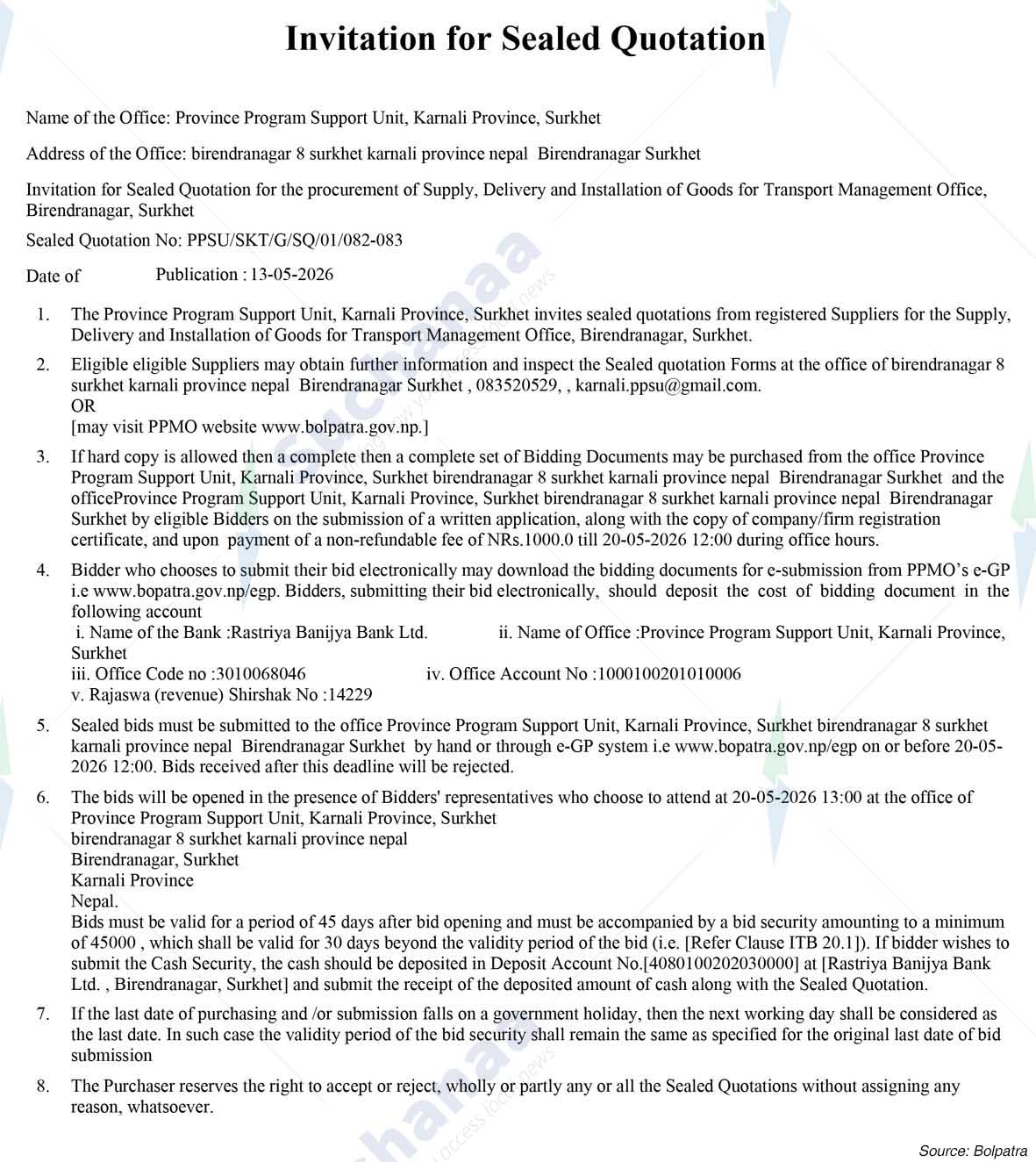 Province Program Support Unit, Karnali Province, Surkhet
