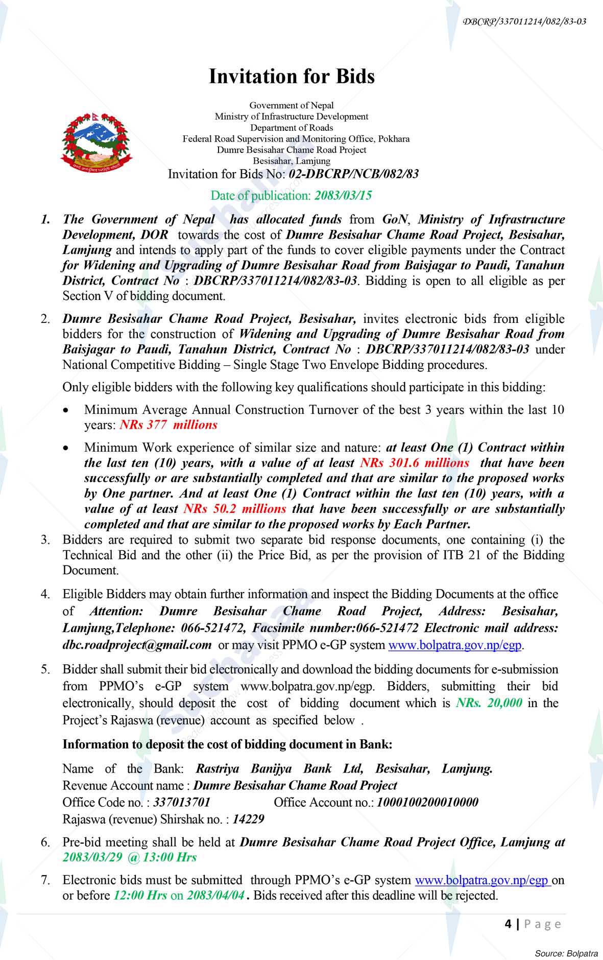 Dumre-Besishahar-Chame Road Project