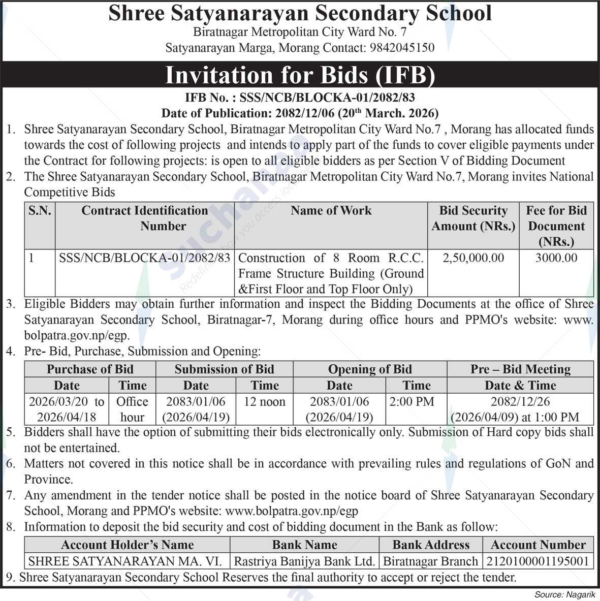 Shree Satyanarayan Secondary School, Morang