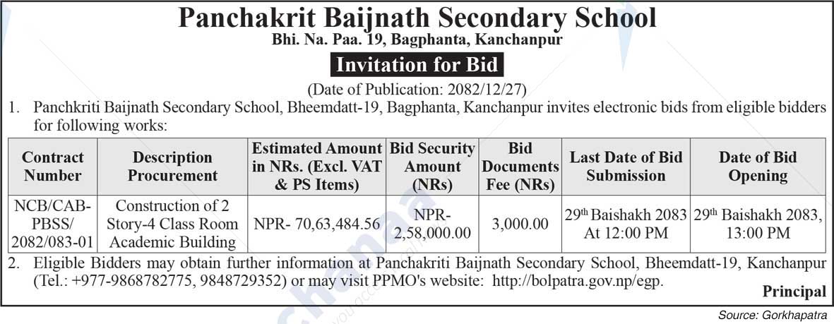 Shree Panchakrity Baijnath Secondary School, Kanchanpur