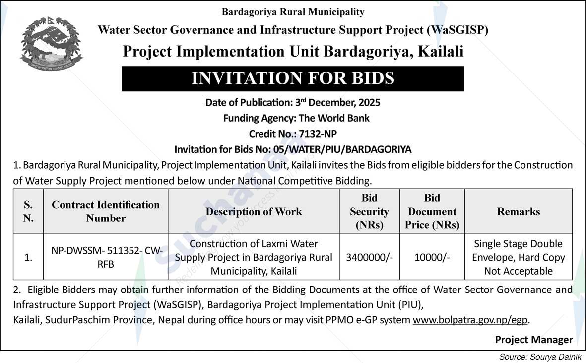 Project Implementation Unit Bardagoriya, Kailali