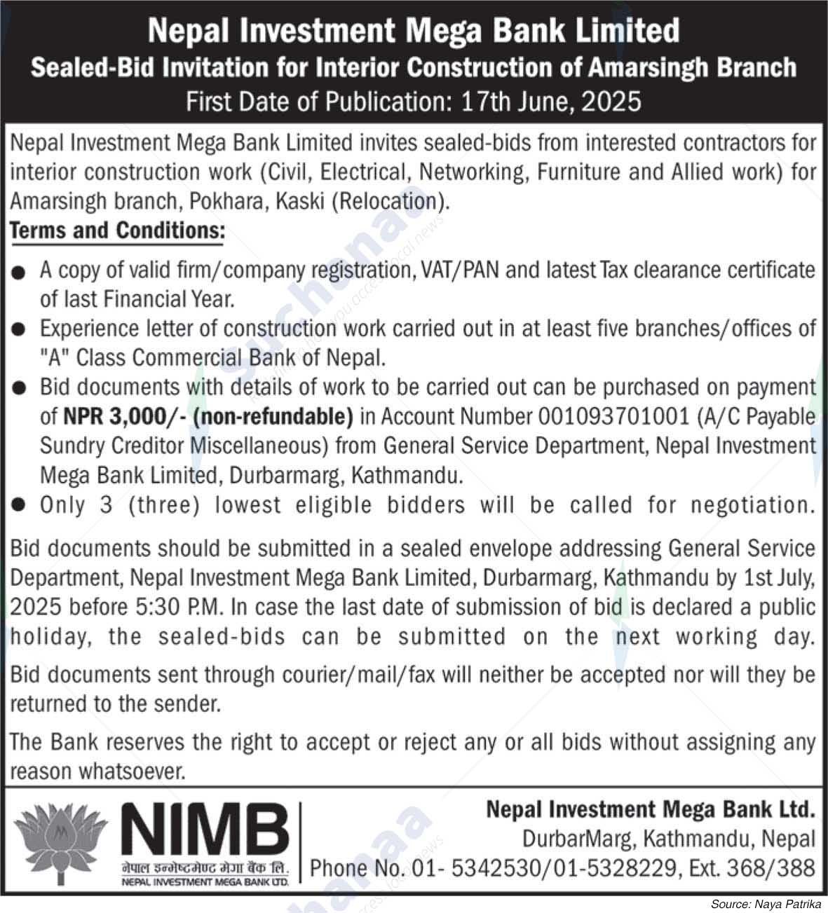 Nepal Investment Mega Bank Ltd. (NIMB)