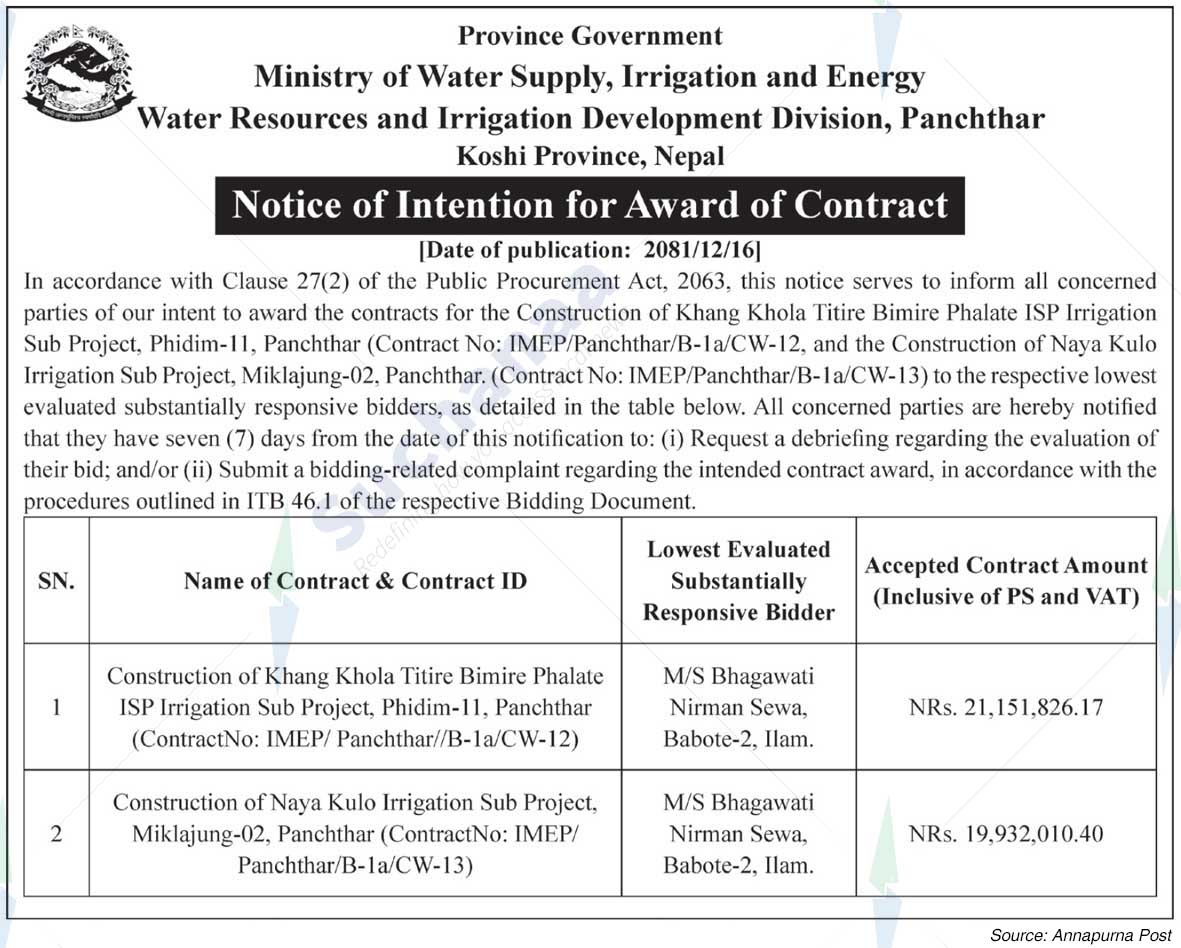 Water Resources and Irrigation Development Division, Panchthar