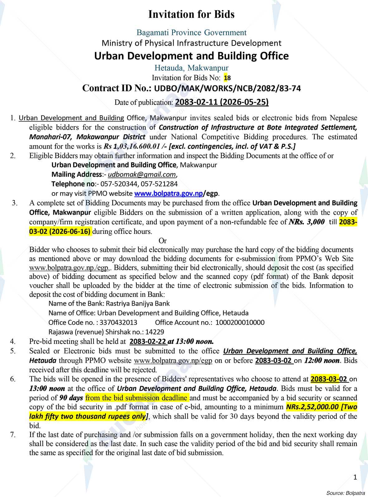 Urban Development and Building Office, Makawanpur