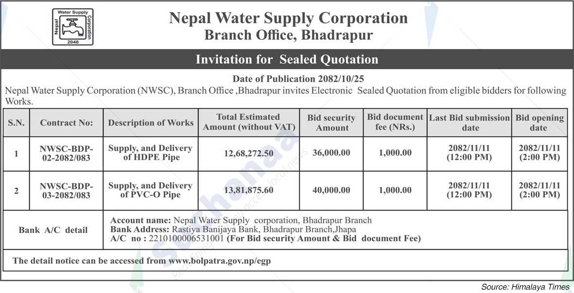 Nepal Water Supply Corporation, Bhadrapur