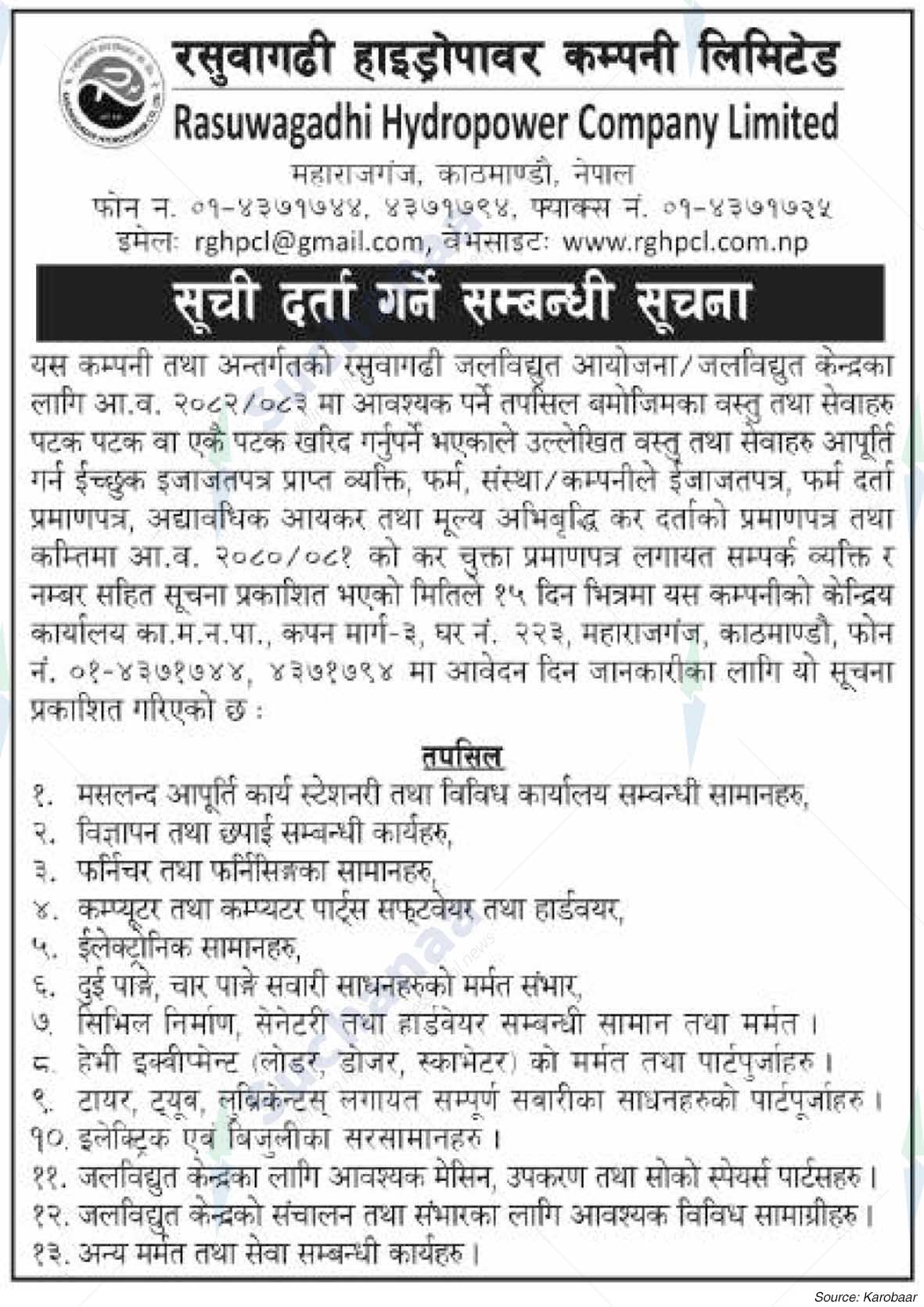 Rasuwagadhi Hydropower Company Limited